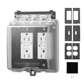 Outdoor Outlet Cover, 2-Gang Weatherproof Electrical Outlet Cover with Lockable Design, High-Strength PC Material, 12-in-1 Outside Receptacle Soc