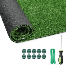 4FT*30FT Artificial Turf, Mat with Drainage Holes. Fake Grass with Rubber Backing, Ideal for Indoor/Outdoor Pet Areas, Garden, Lawn