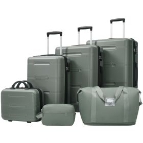6 Piece Luggage Set,Lightweight Hardshell Suitcase with Double Spinner Wheels Handle Password Lock