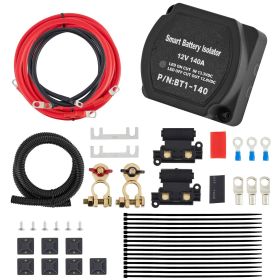 Dual Battery Isolation Kit, 6m 12V, Auto Split Charge Relay System with 140AMP VSR, Fits RVs, Marine Crafts, Cars, Trucks, Caravans, Campers, Yac