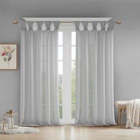 Floral Emb hed Cuff Tab Top Solid Curtain Panel(Only 1 Pc Panel)