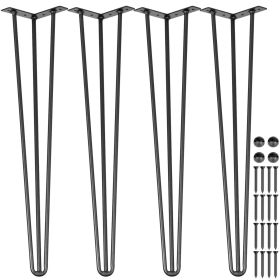 Hairpin Table Legs 24" Black Set of 4 Desk Legs 880lbs Load Capacity (Each 220lbs) Hairpin Desk Legs 3 Rods for Bench Desk Dining End Table Chair