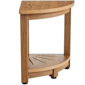 Corner Shower Bench, 16.5" Height 12.8" Radius, Faux Wood Grain Polystyrene, 350 LBS with Storage Shelf, Water Resistant