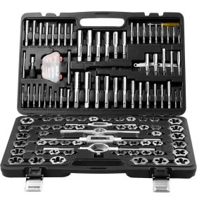 Tap and Die Set, 116-Piece Include Metric and SAE Size, Bearing Steel Taps and Dies, Essential Threading Tool for Cutting External Internal Threa