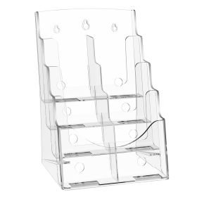 Acrylic Brochure Holder 8.5 x 11 inch, 4-Tier Clear Acrylic Literature Display Stand