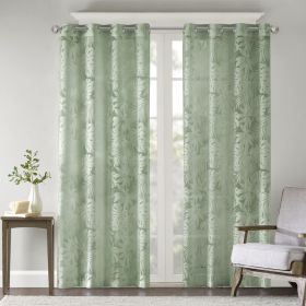Palm Leaf Burnout Window Sheer Sage Green 50x95"
