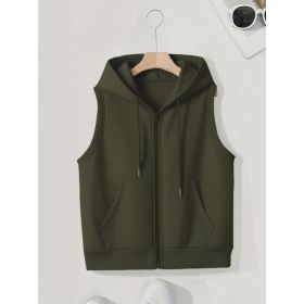 Women's Sleeveless Slim-fit Cardigan Zip Sweater (Option: Army Green-3XL)