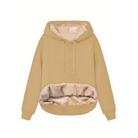 Warm Berber Fleece Pocket Hooded Sweatshirt Coat (Option: Khaki-S)