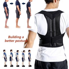 Back Posture Brace Clavicle Support Stop Slouching and Hunching Adjustable Back Trainer Unisex (Color: Black, size: 2XL)
