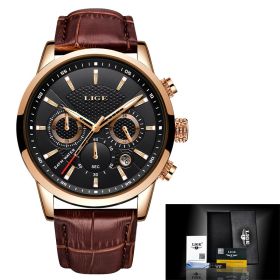 Watches Mens 2022 Top Brand Luxury Casual Leather Quartz Men's Watch Business Clock Male Sport Waterproof Date Chronograph (Color: black rose1)