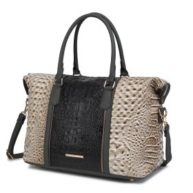 MKF Collection Raven Faux Crocodile-Embossed Vegan Leather Women's Duffle Bag by Mia K (Material: Vegan Leather, Color: Lt Grey)