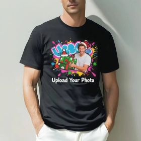Personalized Photo T-Shirt Custom Design 230g Cotton Short Sleeve Photo Upload Wedding Men & Women All Sizes - (Must upload the image) (size: S)