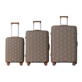 3-Piece Luggage Set Travel Lightweight Suitcases with Rolling Wheels, TSA lock & Moulded Corner, Carry on Luggages for Business, Trip, (20"/24"/2 (Main Material: Polypropylene, Main Color: Khaki+Brown)