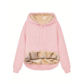 Warm Berber Fleece Pocket Hooded Sweatshirt Coat (Option: Pink-S)