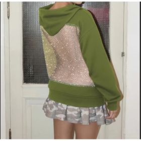 Women's Hooded Sportswear Casual Long Sleeved Shirt (Option: Green-XXL)