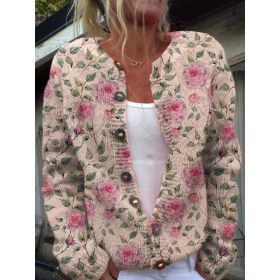 3D Digital Printing Cardigan Knitted Coat (Option: HWJ165956-4XL)