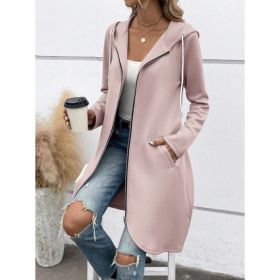 Personality Street Zip Hooded Long Velvet Lining Sweatshirt (Option: Lotus Root Color-5XL)
