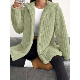 Hooded Loose Plush Coat Women's Regular Sleeve (Option: Green-L)