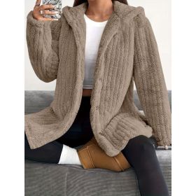 Hooded Loose Plush Coat Women's Regular Sleeve (Option: Camel-L)