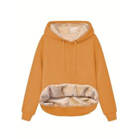 Warm Berber Fleece Pocket Hooded Sweatshirt Coat (Option: Yellow-L)
